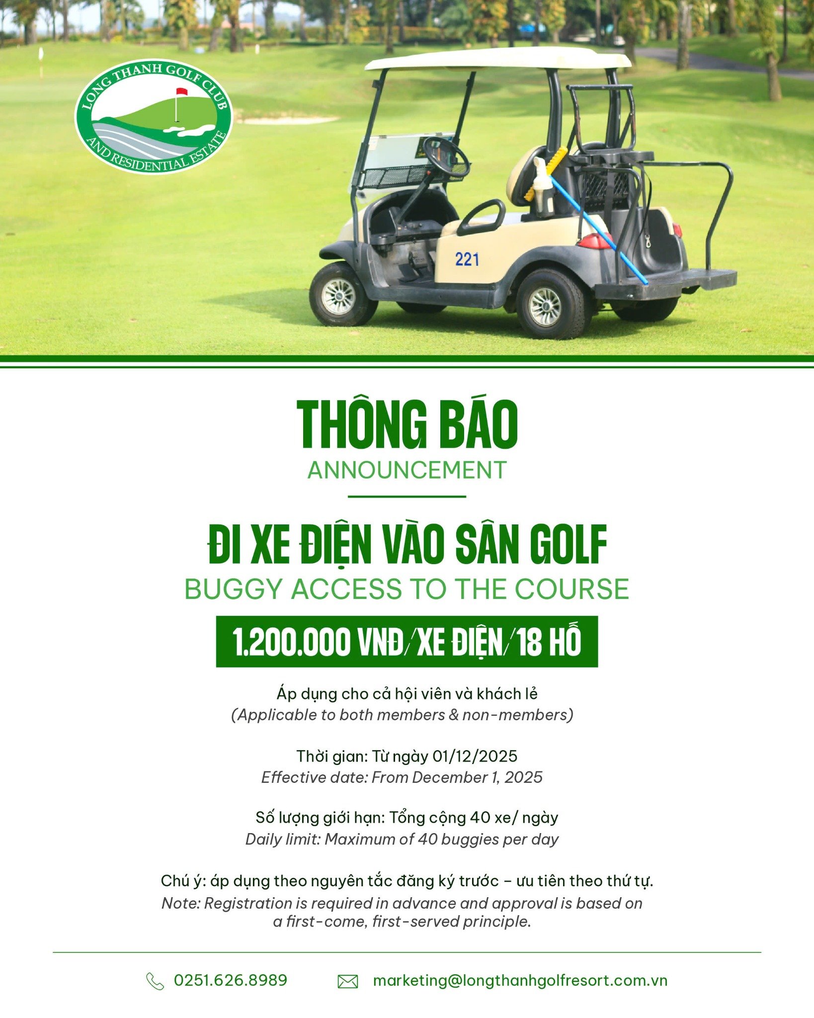  CHÀO ĐÓN TRẢI NGHIỆM MỚI “XE ĐIỆN CHẠY VÀO CỎ - FAIRWAY ACCESS”